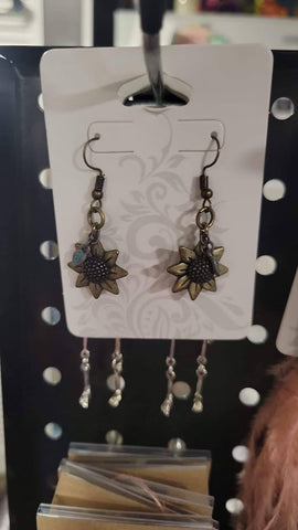 Gold Sunflower Earrings