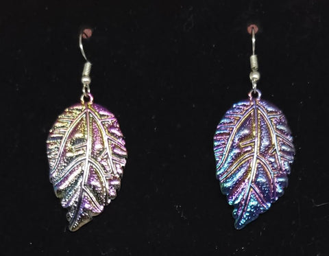 Iridescent Leaf Earrings