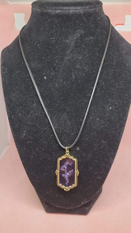 Purple Glass Flower Necklace