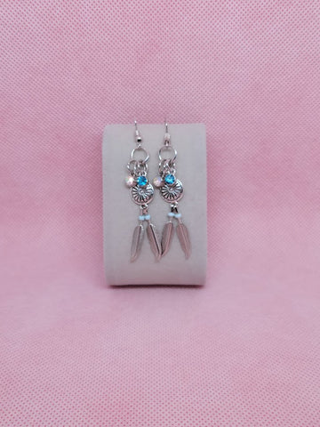 Blue Feather Earrings